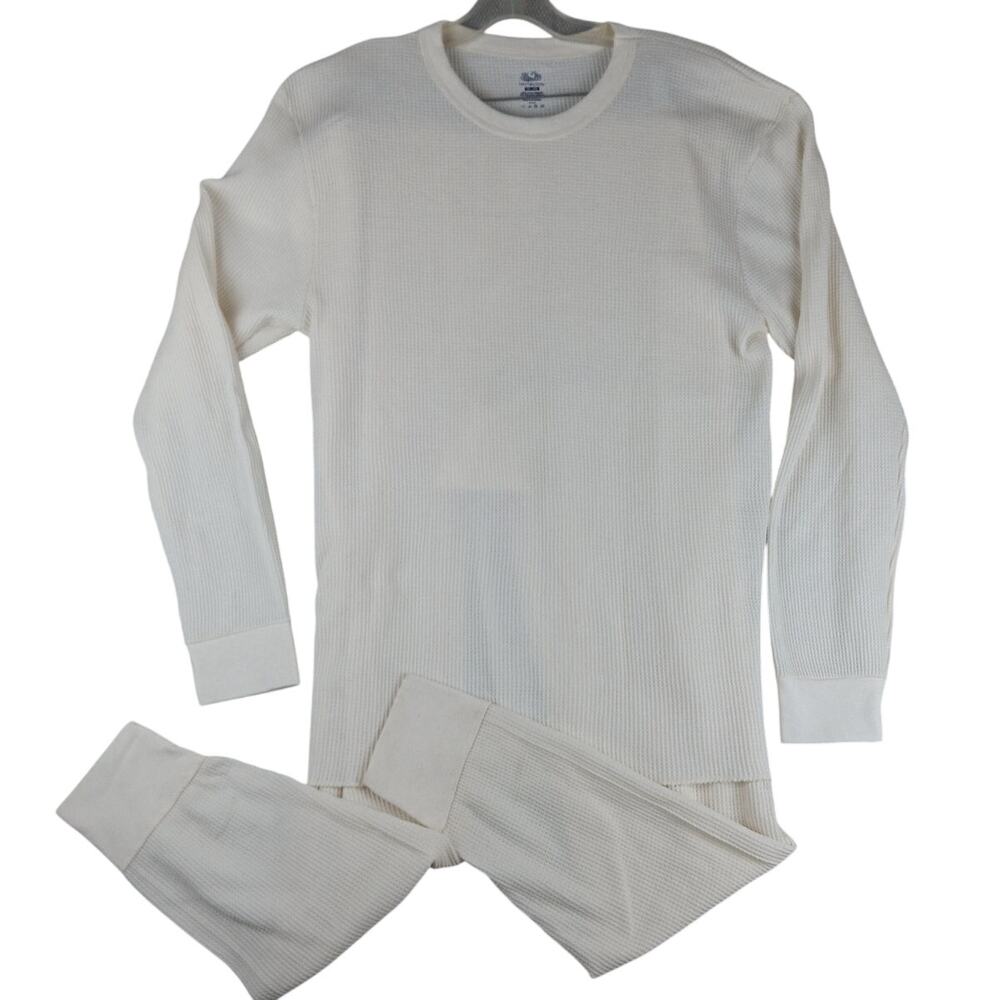 Vintage Fruit of the Loom Thermal‎ Long Johns Set Mens 2XL White Waffle Knit